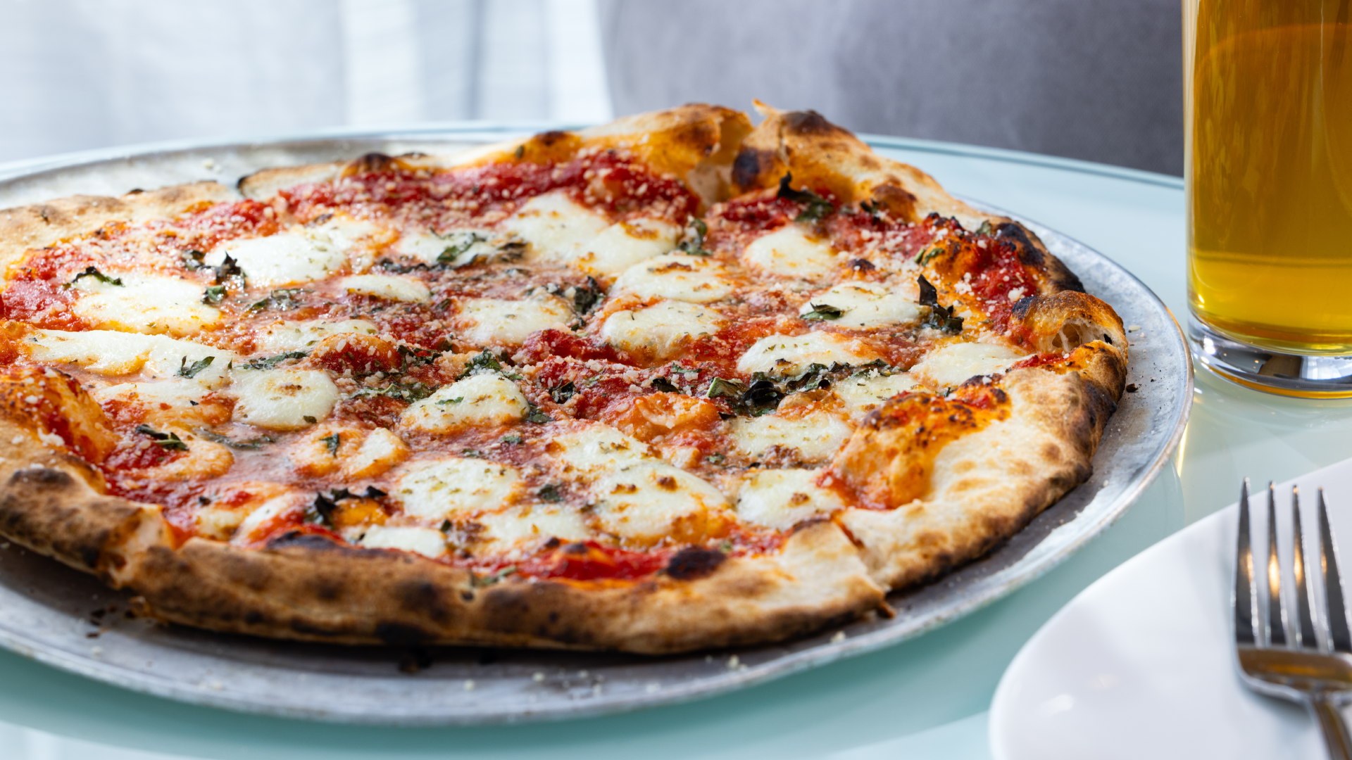 Margherita Pizza with Beer